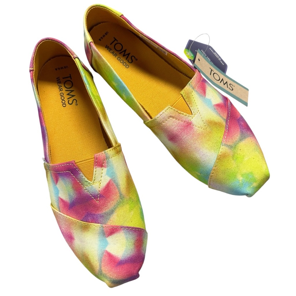 Toms Canvas Watercolor Flats NWT 6.5